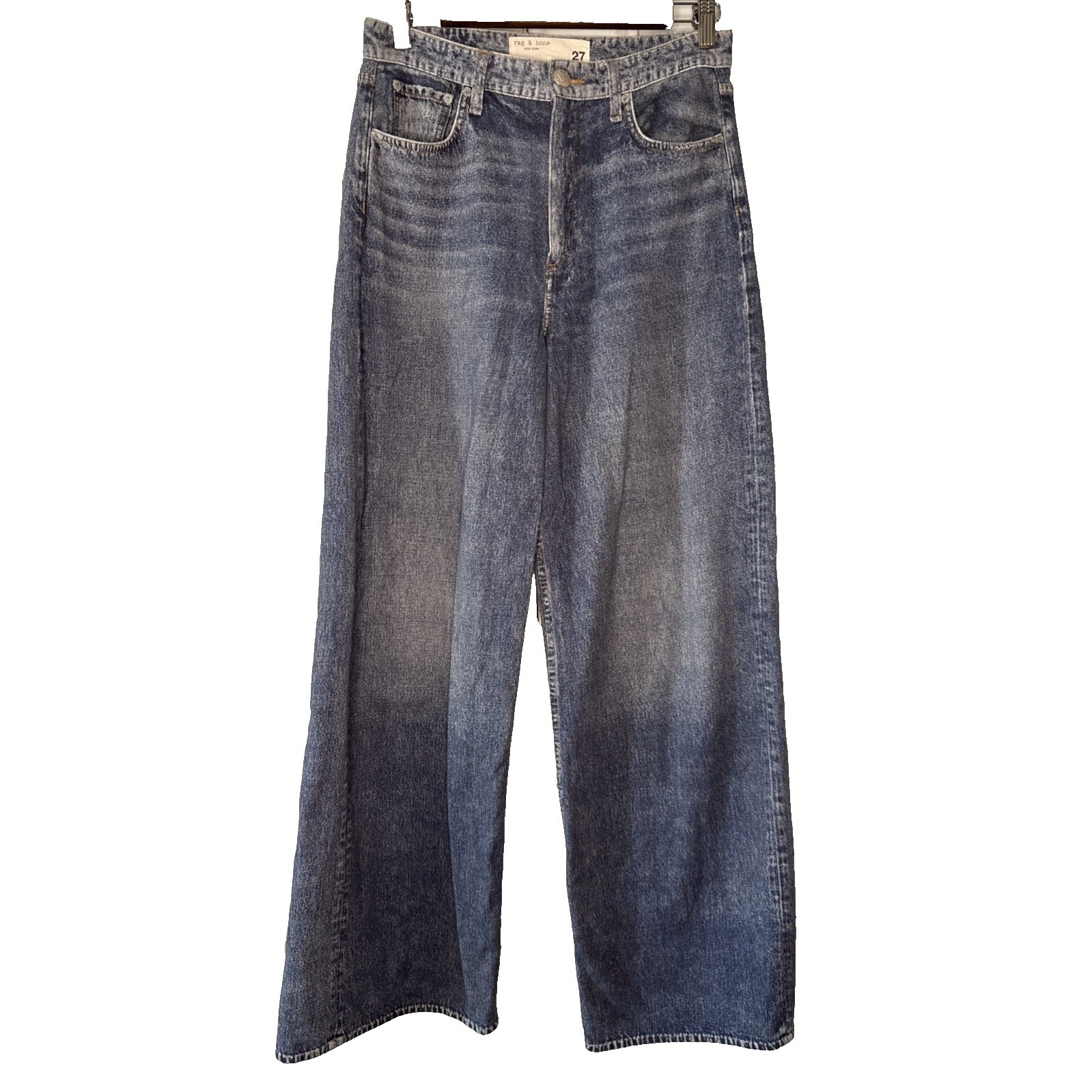 Rag & Bone Miramar Wide Leg Sweatpant Jeans 27 Faux Denim Real Zipper & Pockets